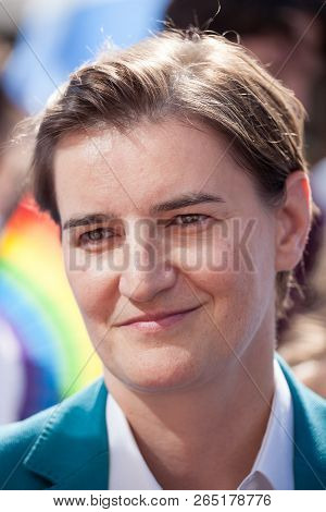 Belgrade, Serbia - September 16, 2018:  Prime Minister Ana Brnabic Smiling In The 2018 Edition Of Be