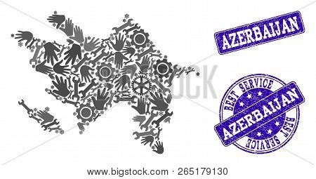 Best Service Composition Of Mosaic Map Of Azerbaijan And Blue Unclean Seals. Mosaic Map Of Azerbaija