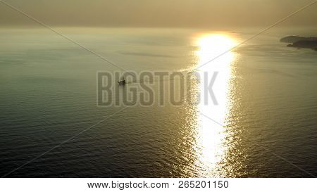 View From The Fortress Calais. Sunset At The Beach In Alanya, Turkey. View Of The Castle Hill And Se