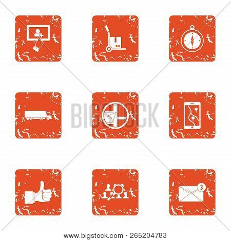 Successful Job Icons Set. Grunge Set Of 9 Successful Job Vector Icons For Web Isolated On White Back