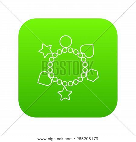 Charm Bracelet Icon Green Vector Isolated On White Background