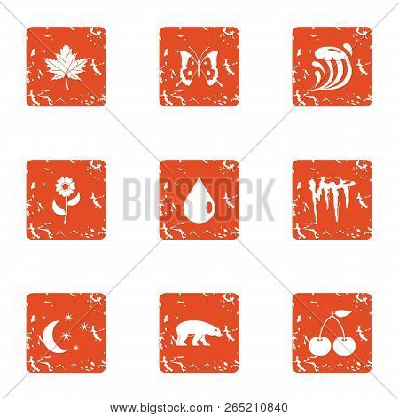 Northern Policy Icons Set. Grunge Set Of 9 Northern Policy Vector Icons For Web Isolated On White Ba