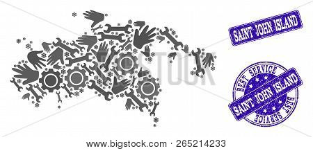 Best Service Combination Of Mosaic Map Of Saint John Island And Blue Rubber Seals. Mosaic Map Of Sai
