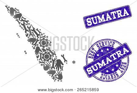 Best Service Combination Of Mosaic Map Of Sumatra Island And Blue Rubber Seal Stamps. Mosaic Map Of 
