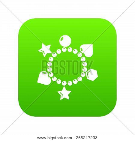 Charm Bracelet Icon Green Vector Isolated On White Background