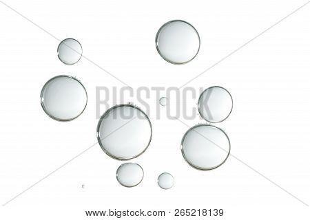Beautiful Light Gray Bubbles Isolated Over A White Surface.