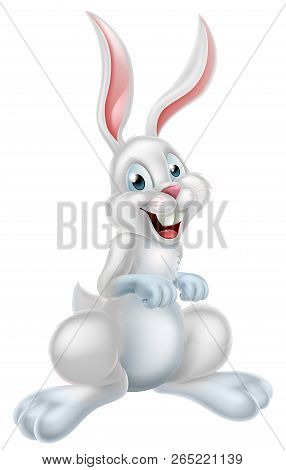 A White Cartoon Easter Bunny Rabbit Mascot Character