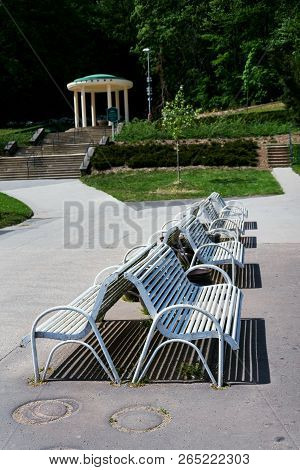 Public Natural Healing Spring Ottovka With Mineralized Water In Spa Town Luhacovice, Czech Republic