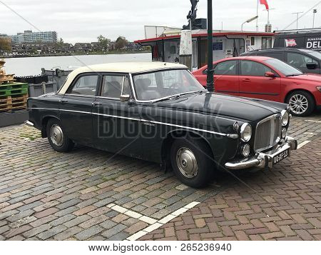 Dordrecht, The Netherlands - October 25, 2018: Rover 3.5 Litre Saloon Parked On A Public Parking Lot