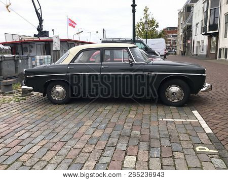 Dordrecht, The Netherlands - October 25, 2018: Rover 3.5 Litre Saloon Parked On A Public Parking Lot