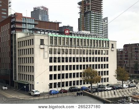 Rotterdam, The Netherlands - October 23, 2018: Building Of The Rotterdam University Of Applied Scien