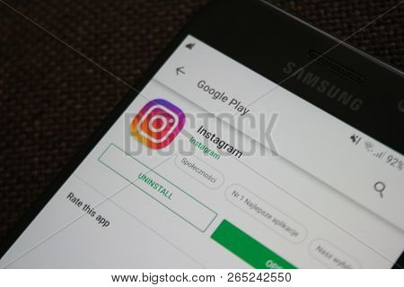 Rzeszow, Poland - 25/10/2018 -  Instagram Logo App On  Phone Screen