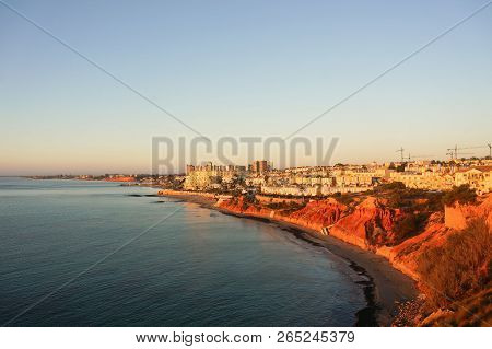 Orihuela Costa, Alicante, Spain - October 25, 2018: View To Red Cabo Roig Coast