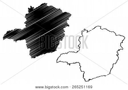 Minas Gerais (region Of Brazil, Federated State, Federative Republic Of Brazil) Map Vector Illustrat
