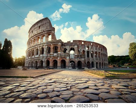 Ancient Colosseum In Rome In The Afternoon