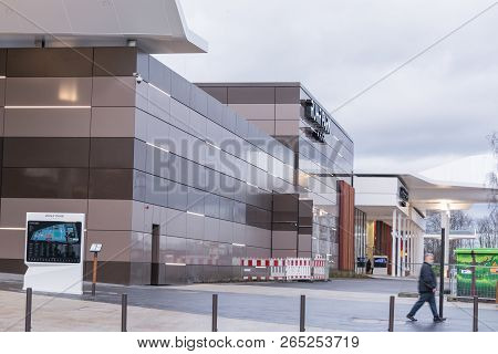 Bochum, Nrw, Germany - January 11, 2016:
Exterior Entrance To The Shopping Center Ruhr Park In Bochu