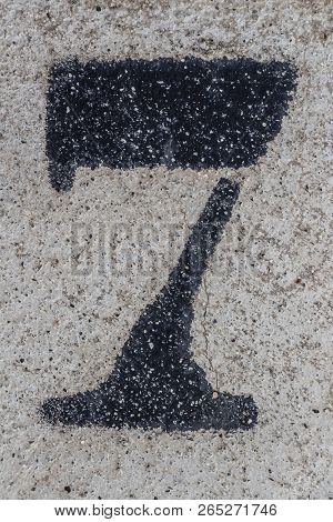 Number Seven Painted Stencil On Concrete Wal, Number Seven, Number 7