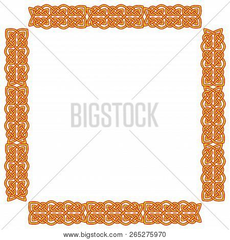 Celtic Knots Frame. Traditional Medieval Frame Pattern Illustration. Scandinavian Or Celtic Ornament