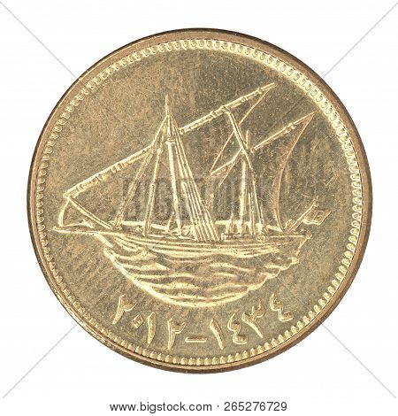 Kuwait Fils With Image Of Sailboat Dow Isolated On White Background