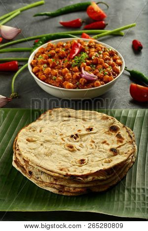 Healthy Vegan Diet Food- Chapathi With Channa Masala Curry