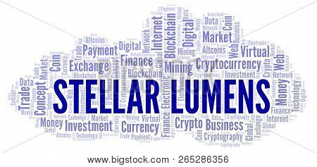Stellar Lumens Cryptocurrency Coin Word Cloud. Word Cloud Made With Text Only.