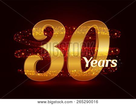 30 Years Golden Anniversary 3d Logo Celebration With Glittering Spiral Star Dust Trail Sparkling Par