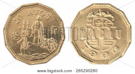 Coin Macao Twenty Avos Isolated On A White Background - Set