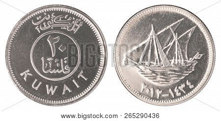Twenty Kuwait Fils Isolated On White Background - Set