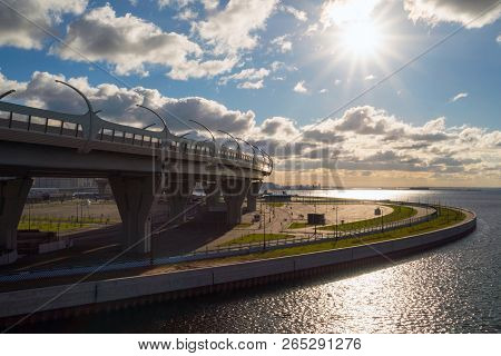 Views Of The Western High-speed Diameter And The Metro Station Novorostovskaya