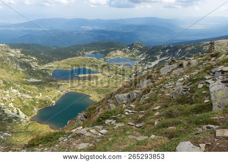 Summer View Of The Twin, The Trefoil, The Fish And The Lower Lakes, Rila Mountain, The Seven Rila La