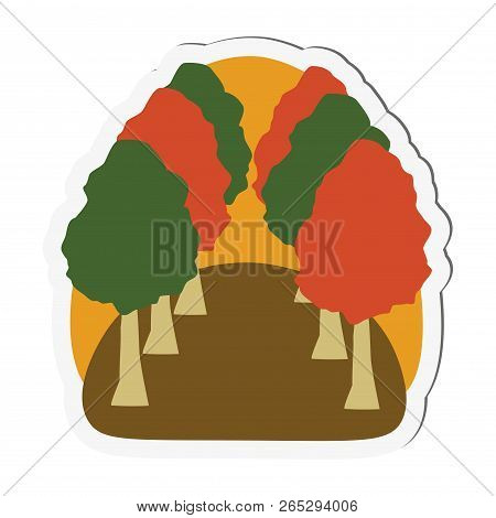 Autumn Alley Isolated On White Background. Vector Illustration.