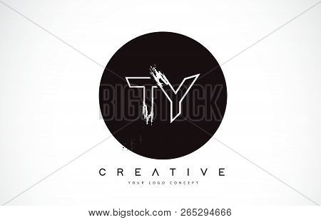 Ty Modern Leter Logo Design With Black And White Monogram. Creative Letter Logo Brush Monogram Vecto