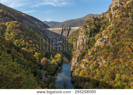 Amazing Autumn Ladscape Of The Vacha (antonivanovtsi) Reservoir, Rhodope Mountains, Plovdiv Region, 
