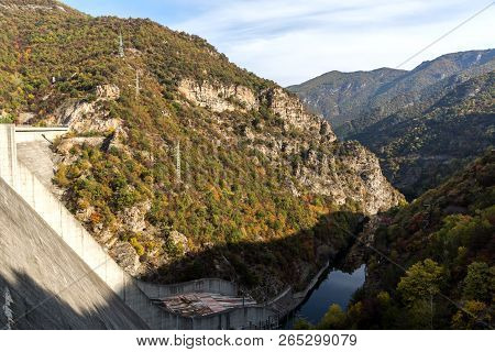 Amazing Autumn Ladscape Of The Vacha (antonivanovtsi) Reservoir, Rhodope Mountains, Plovdiv Region, 