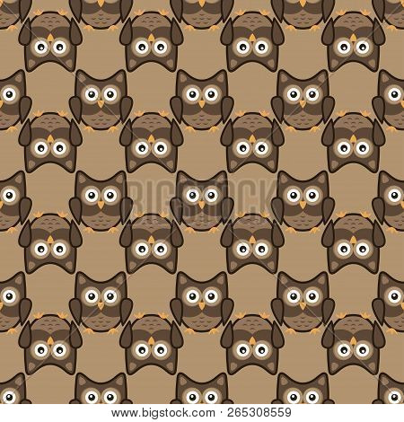 Owl Stylized Art Seemless Pattern Nature Colors