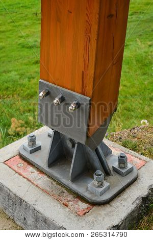 Design Of Metal Mount For Wooden Support. Basic Structure. Detail Of Supporting Framework.