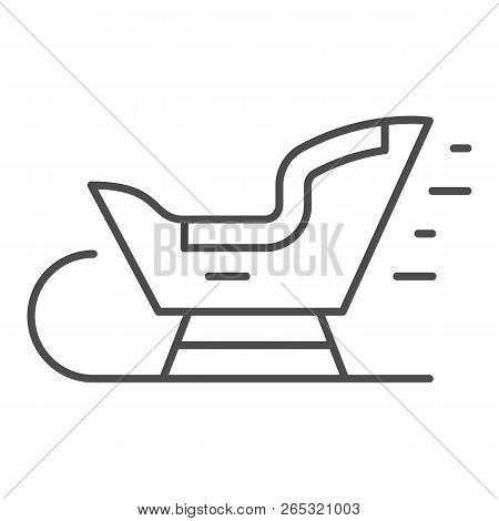 Sled Thin Line Icon. Santa Sledge Vector Illustration Isolated On White. Christmas Sled Outline Styl