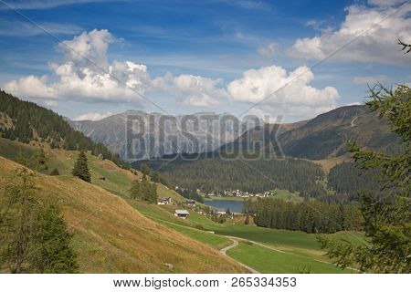 Autumn landscape surrounding Parsennbahn route in Davos, Switzerland