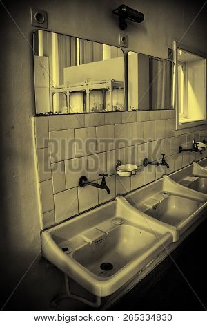 Old Ceramic Basin, Cleaning And Toilet Detail