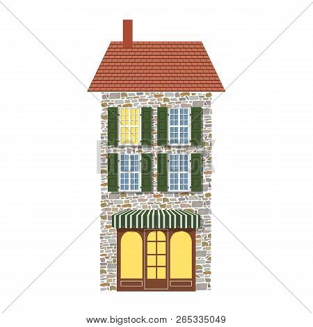 Realistic Old Fashioned Looking Dollhouse Isolated On White