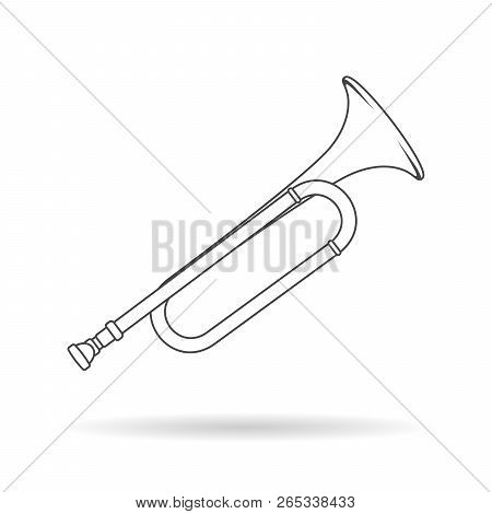 Horn - Music Wind Instrument. Musical Equipment. Icon Isolated On White Background. Vector Illustrat