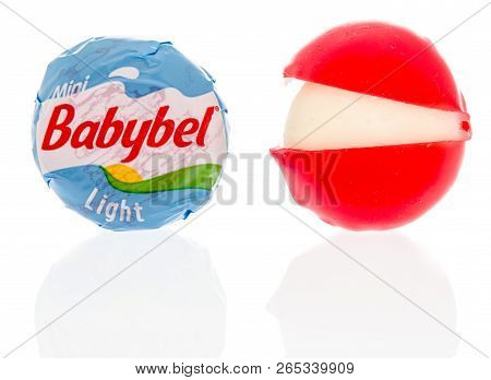 Winneconne, Wi - 17 October 2018:  A Package Of Mini Babybel Light Cheese On An Isolated Background.