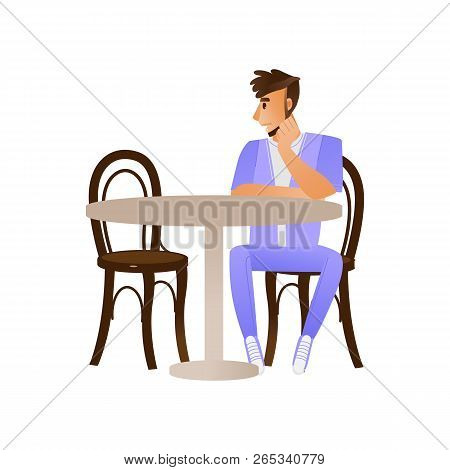 Vector Young Man Sitting At Table Anole
