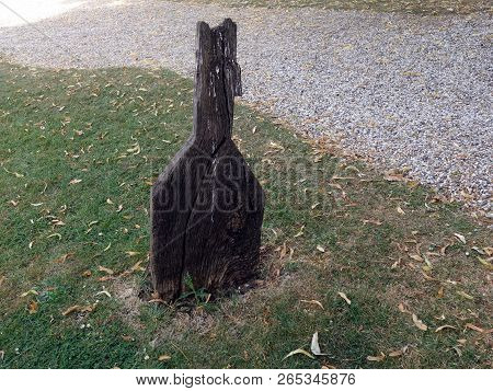 Chipping Ongar, Essex/england-july 19, 2018:  This Timber Cross In Greensted Church Yard Marks The G