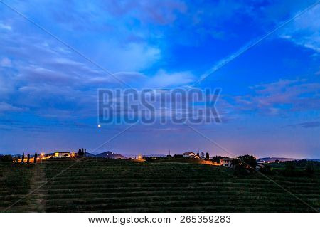 Evening In The Vineyard Of Rosazzo During A Moon Eclipse