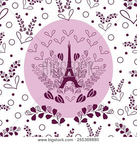 Marriage Proposal-love In Parise Seamless Repeat Pattern Illustration Background With Eiffel Tower,m