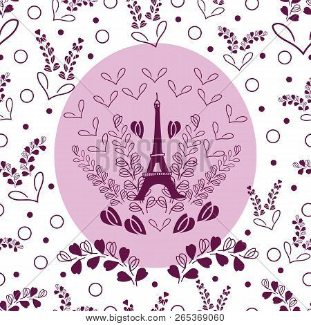 Marriage Proposal-love In Parise Seamless Repeat Pattern Illustration Background With Eiffel Tower,m