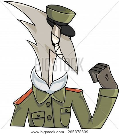 Vector Illustration Of The Military Hero Thoughtfully Sly