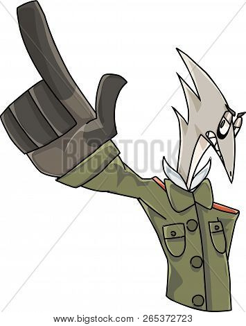 Vector Illustration Of Military Hero Gives The Order