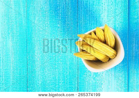 Baby Sweetcorn Or Mini Corn. It Is Typically The Eaten Whole Cob Included For The Human Consumption.